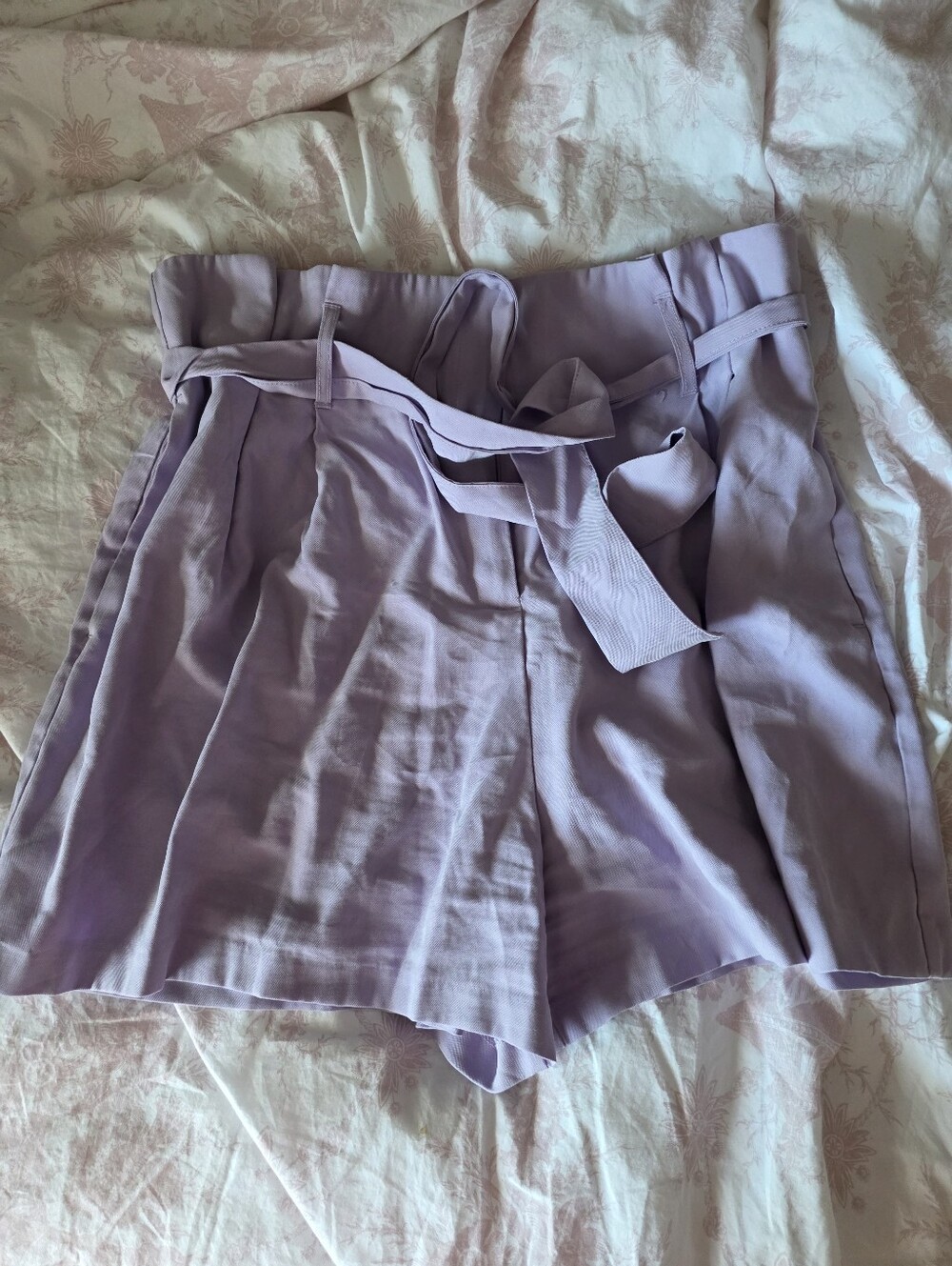 Purple Paper Bag Waist Shorts